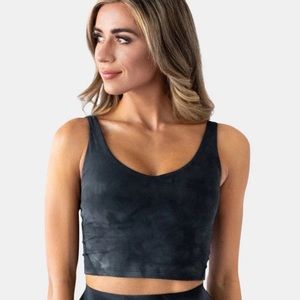 Kamo fitness Ellyn Crop Tank Bra - Black Tie Dye. Size large.